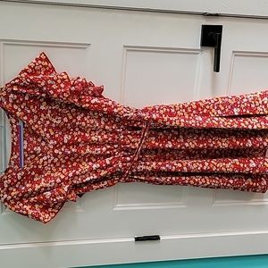 Floral dress red yellow white blue size large NWOT New without tags